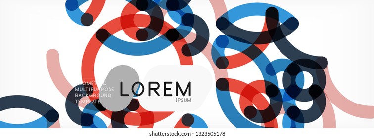 Fondo abstracto de líneas de curvas, textura lineal superpuesta de color, ilustración vectorial