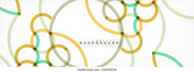 Curly lines abstract background, color overlapping linear texture, vector illustration