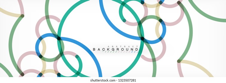 Curly lines abstract background, color overlapping linear texture, vector illustration