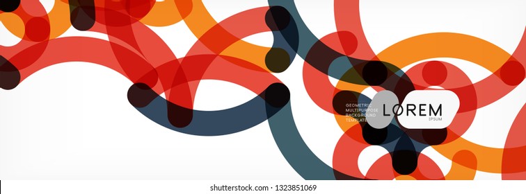 Curly lines abstract background, color overlapping linear texture, vector illustration