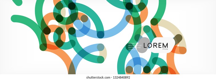 Fondo abstracto de líneas de curvas, textura lineal superpuesta de color, ilustración vectorial