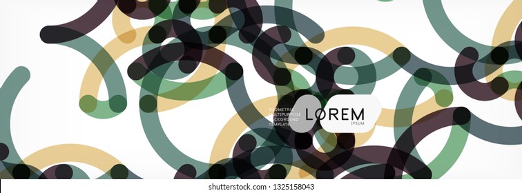 Curly lines abstract background, color overlapping linear texture, vector illustration