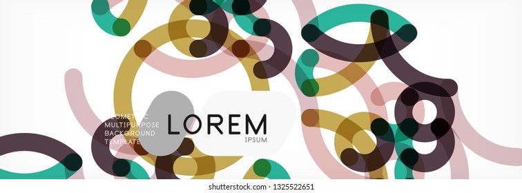 Fondo abstracto de líneas de curvas, textura lineal superpuesta de color, ilustración vectorial