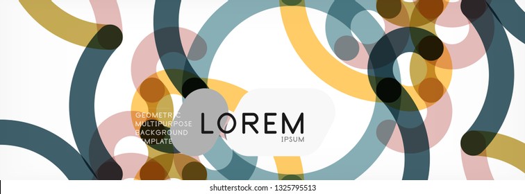 Curly lines abstract background, color overlapping linear texture, vector illustration