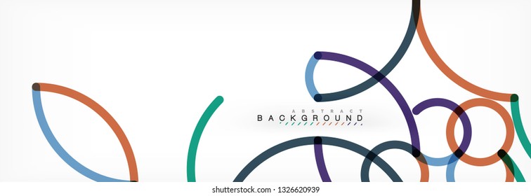 Curly lines abstract background, color overlapping linear texture, vector illustration