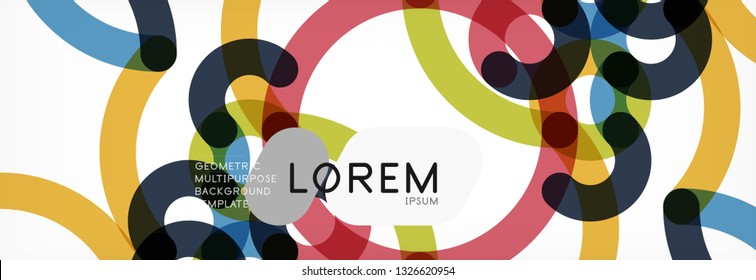 Curly lines abstract background, color overlapping linear texture, vector illustration