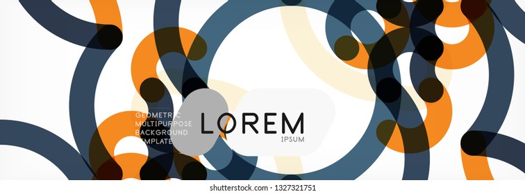 Curly lines abstract background, color overlapping linear texture, vector illustration