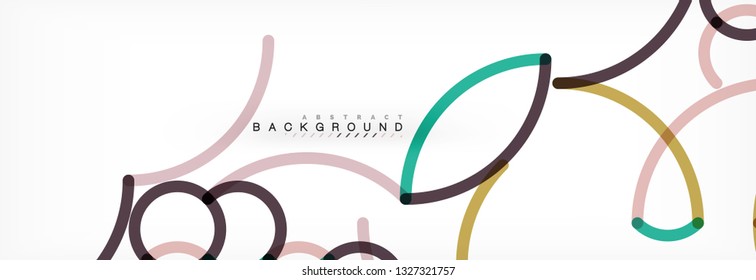 Curly lines abstract background, color overlapping linear texture, vector illustration