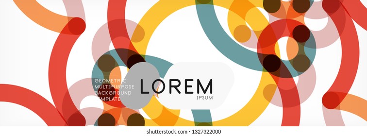Curly lines abstract background, color overlapping linear texture, vector illustration