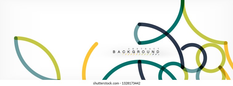 Curly lines abstract background, color overlapping linear texture, vector illustration