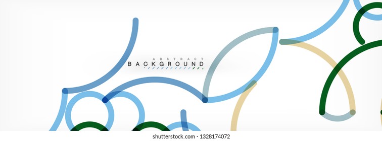 Curly lines abstract background, color overlapping linear texture, vector illustration