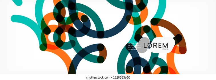 Fondo abstracto de líneas de curvas, textura lineal superpuesta de color, ilustración vectorial