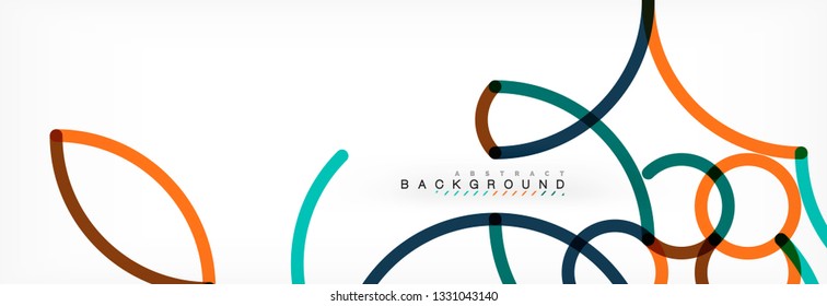 Curly lines abstract background, color overlapping linear texture, vector illustration