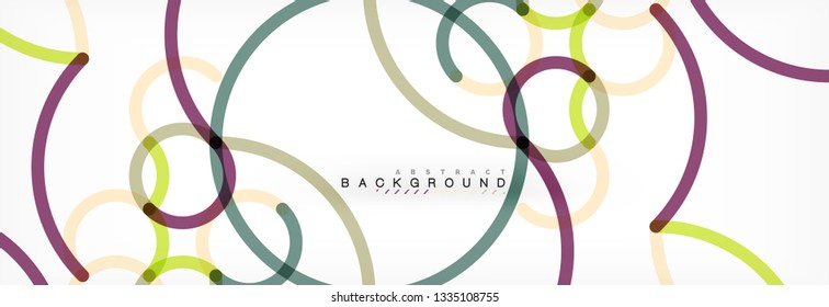 Curly lines abstract background, color overlapping linear texture, vector illustration