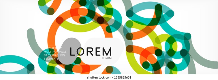Fondo abstracto de líneas de curvas, textura lineal superpuesta de color, ilustración vectorial