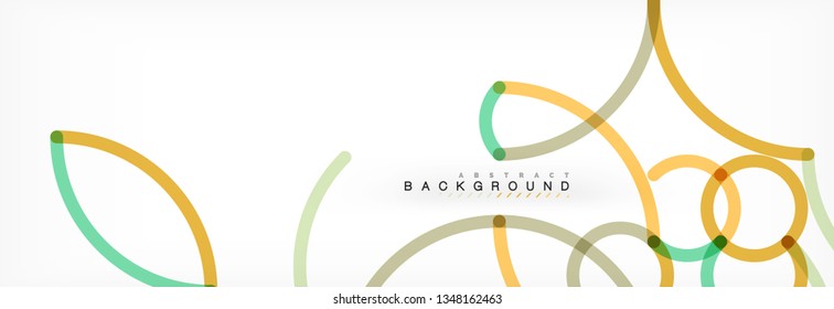 Curly lines abstract background, color overlapping linear texture, vector illustration