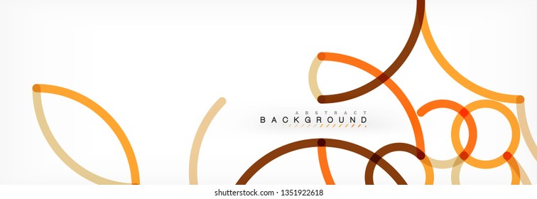 Curly lines abstract background, color overlapping linear texture, vector illustration