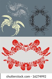 Curly lines and red ornamental lips