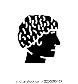 curly male hairstyle male glyph icon vector. curly male hairstyle male sign. isolated symbol illustration