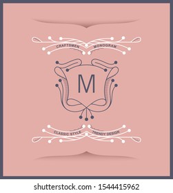Curly monograms design in victorian style. Vintage vector insignia