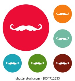 Curly mustache icons circle set vector isolated on white background