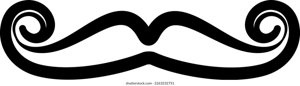 Elemento de diseño del logotipo de bigote de curry. Hombres, Negocios. Silhouette negra. Icono de moda. Arte De Línea Vector. Barrido Creativo. Cartel de la tienda de hipster.