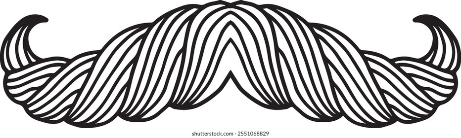 Doodle de bigotes rizados. Antiguas hipster face symbol