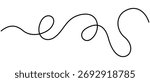 Curly one Line. Squiggle wavy and decorative ornament in editable stroke. Wiggly curvy doodle element isolated on white background. Irregular vector illustration