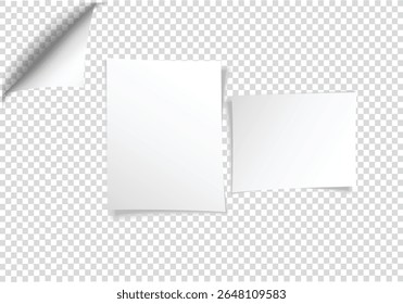 Curly Page Corner realistic illustration. Curled corners set. Paper page curl corner, flip turn fold sheet. Sticker