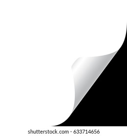 Curly Page Corner realistic illustration with transparent shadow. Ready to apply to your design. Graphic element for documents, templates, posters, flyers. Vector illustration