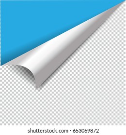 Curly Page Corner realistic illustration with transparent shadow