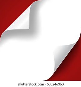 Curly Page Corners set. Realistic illustration with transparent shadow. Ready to apply to your design. Graphic element for documents, templates, posters, flyers. Vector illustration.
