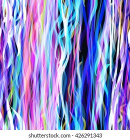 Curly pattern. Abstract seamless pattern. Like dyed fibers, filaments, yarns or hair. Blue and purple