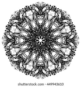 Curly pattern of black color on a white background