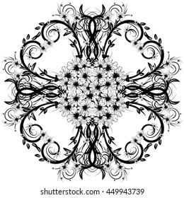 Curly pattern of black color on a white background