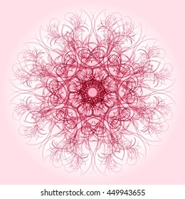 Curly pattern of pink color on a white background