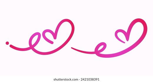 Curly pink love, hand drawn cute symbol