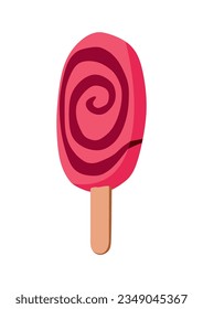 Curly pink popsicle ice cream icon. Cartoon of curly pink popsicle vector icon for web isolated on white background.