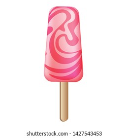 Curly pink popsicle icon. Cartoon of curly pink popsicle vector icon for web design isolated on white background