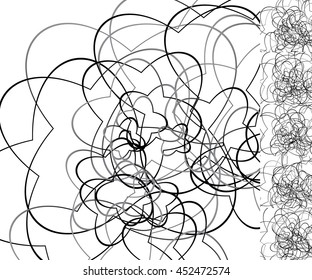 Curly random lines geometric, artistic illustration, monochrome geometric pattern