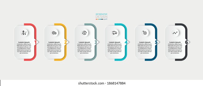 The curly rectangle explained step by step reports on the results of different lines. vector infographic design.