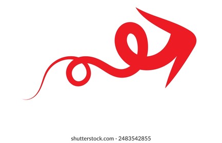 Flecha roja ondulada hacia arriba. Aislado sobre un fondo blanco. Ilustración vectorial. EPS 10