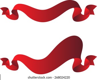 Curly red ribbons banner