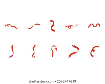 Curly Ribbon Design Element Set