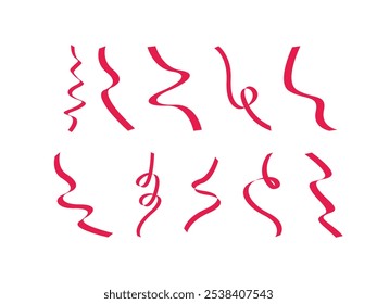 Curly Ribbon Red Element Set