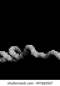 curly shape made with dots over black