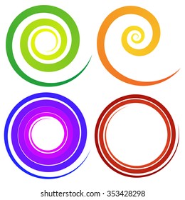 Curly spiral shapes. Colorful design elements.
