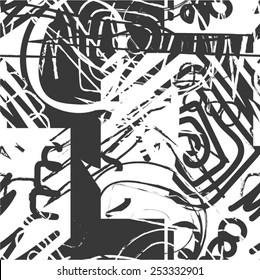 Curly strips in a chaotic pattern, seamless vector background.