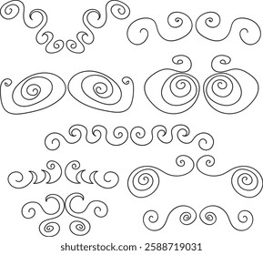 Curly, swirl hand drawn line 