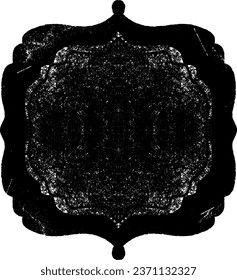 Curly tag, frame, background, graphics. Shabby old texture. Vector element.